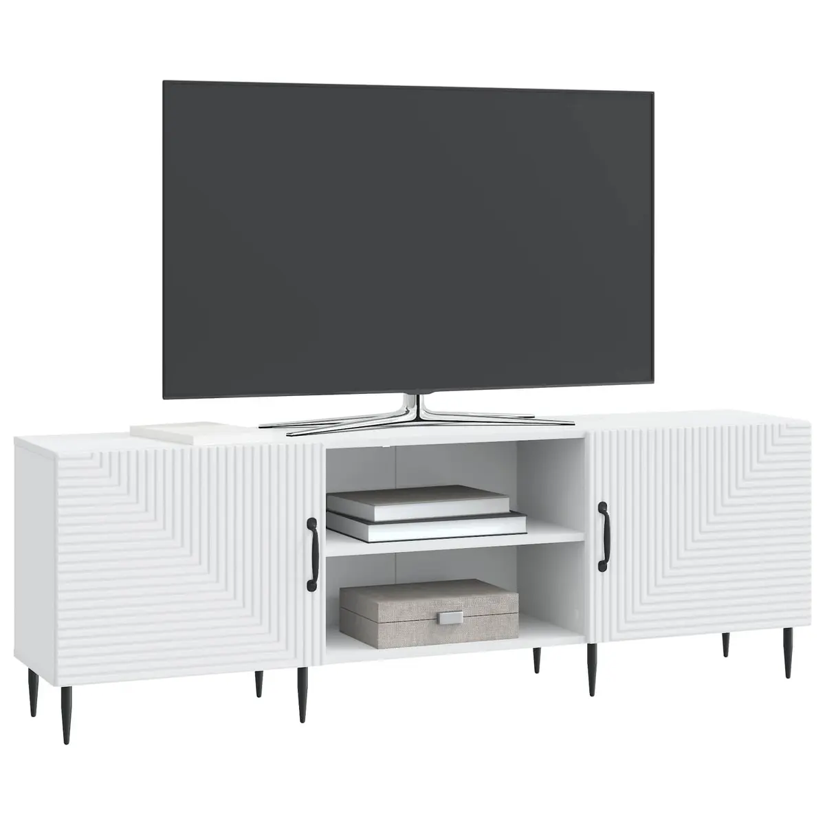 TV Cabinet Engineered Wood 150 x 31 x 50 cm White Lowboard Storage Unit