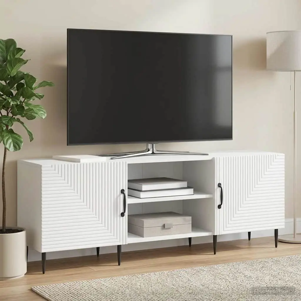 TV Cabinet Engineered Wood 150 x 31 x 50 cm White Lowboard Storage Unit