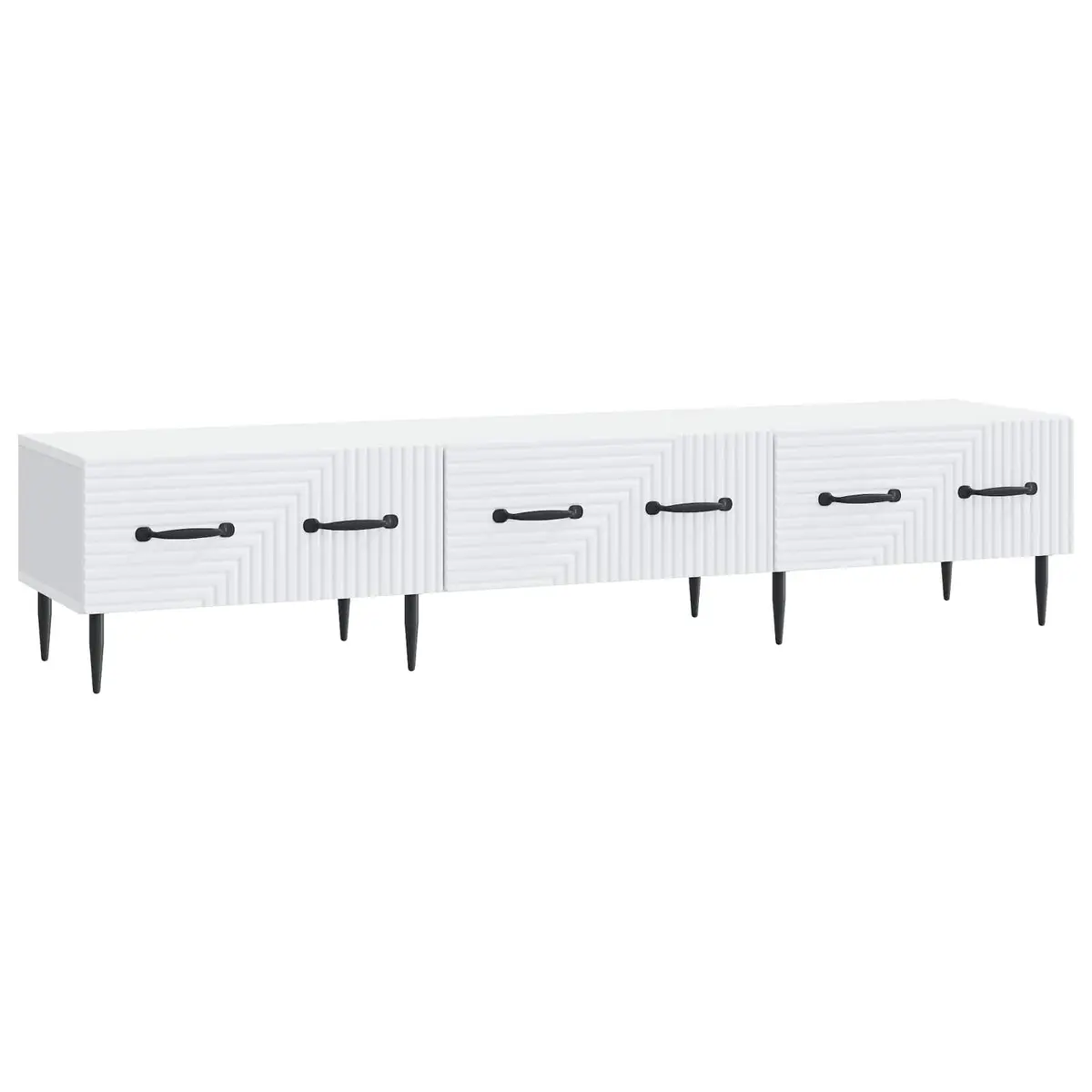 TV Cabinet Engineered Wood 147 x 34.5 x 30 cm White Dual Drawer Storage Unit