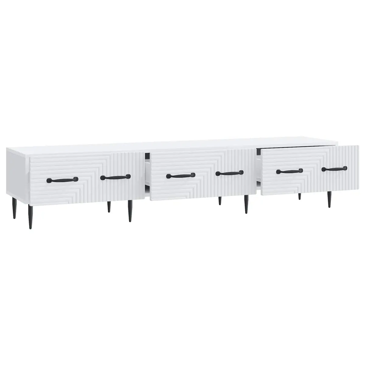 TV Cabinet Engineered Wood 147 x 34.5 x 30 cm White Dual Drawer Storage Unit
