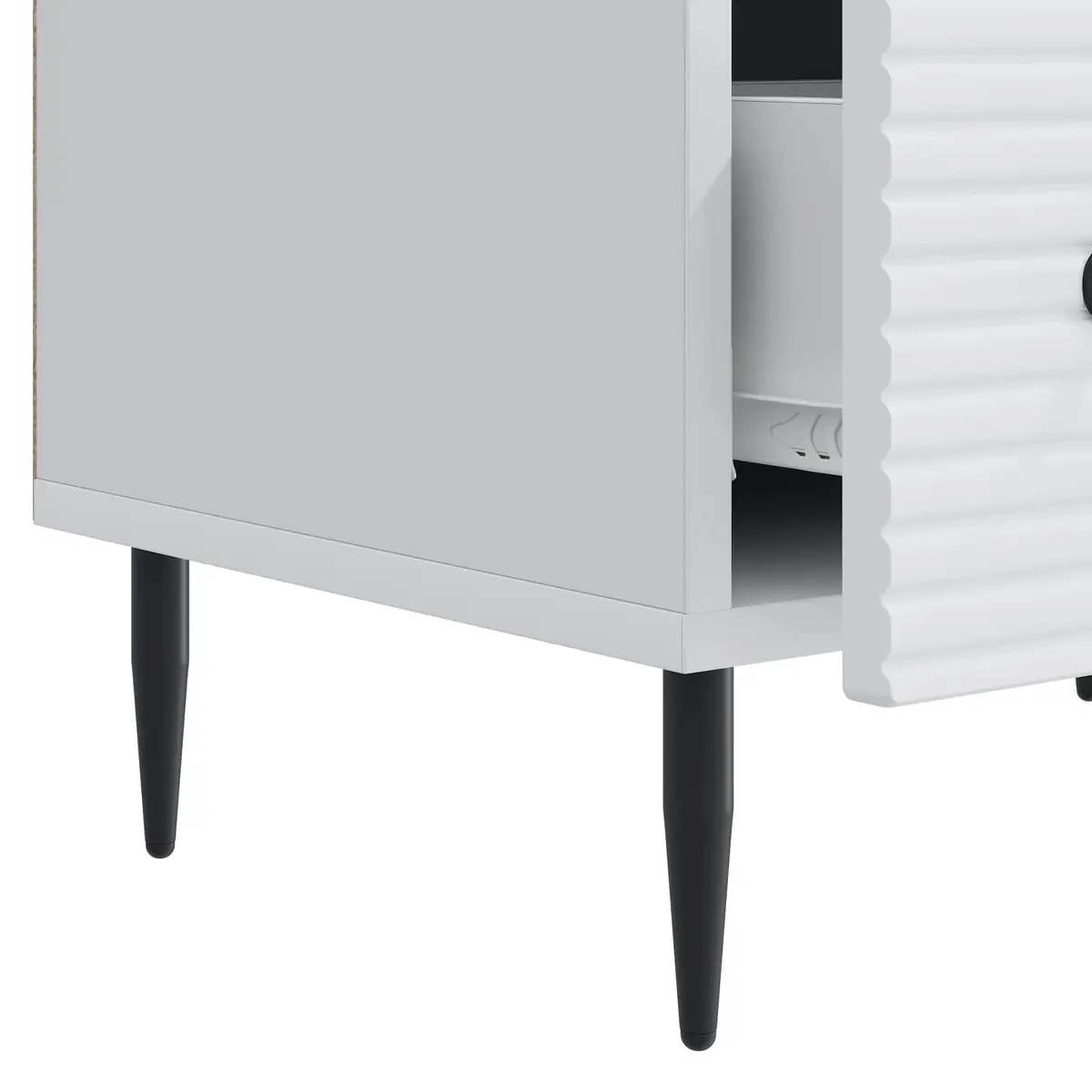 TV Cabinet Engineered Wood 147 x 34.5 x 30 cm White Dual Drawer Storage Unit