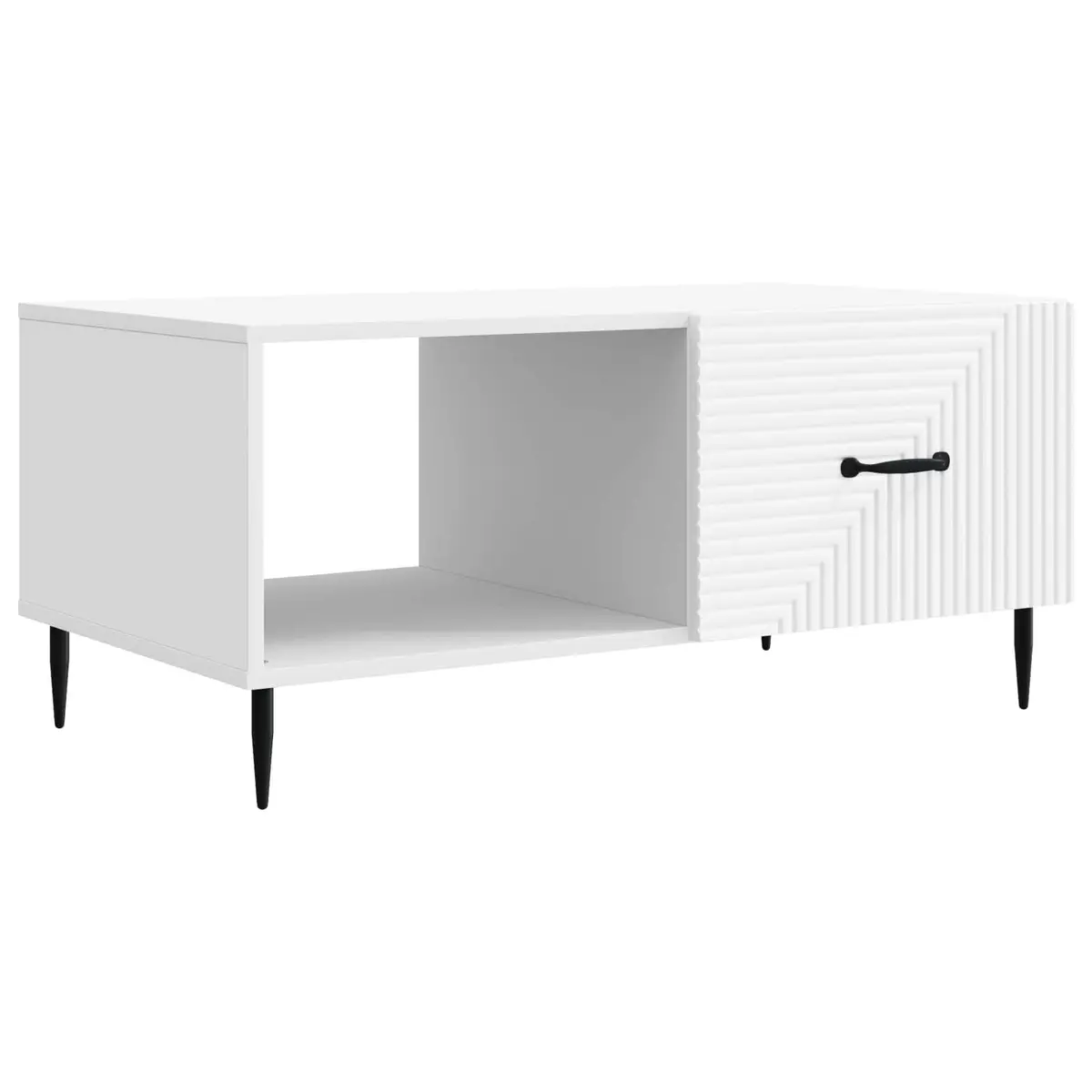 Coffee Table Engineered Wood Rectangular White with Metal Legs