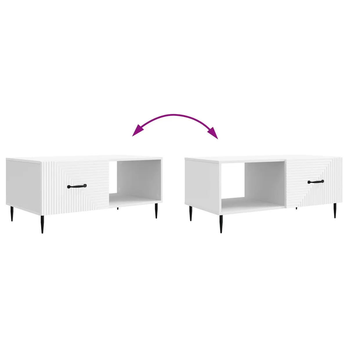 Coffee Table Engineered Wood Rectangular White with Metal Legs