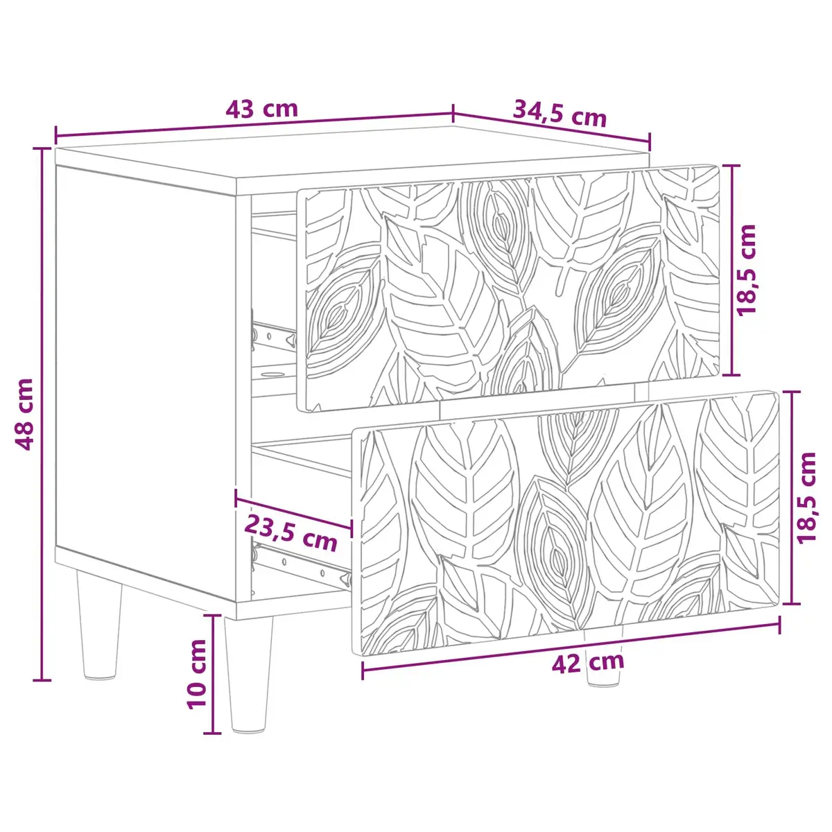 White Engineered Wood Bedside Table