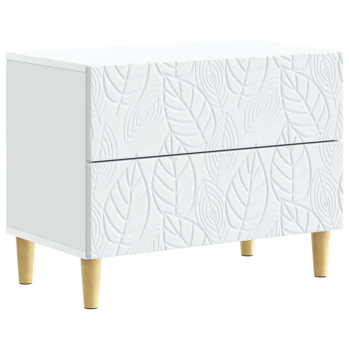 White Bedside Table Engineered Wood 62x34.5x48cm Modern Storage with Drawers