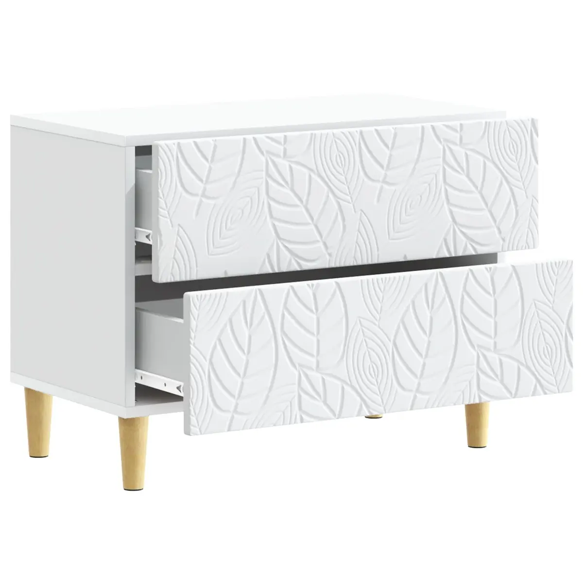White Bedside Table Engineered Wood 62x34.5x48cm Modern Storage with Drawers