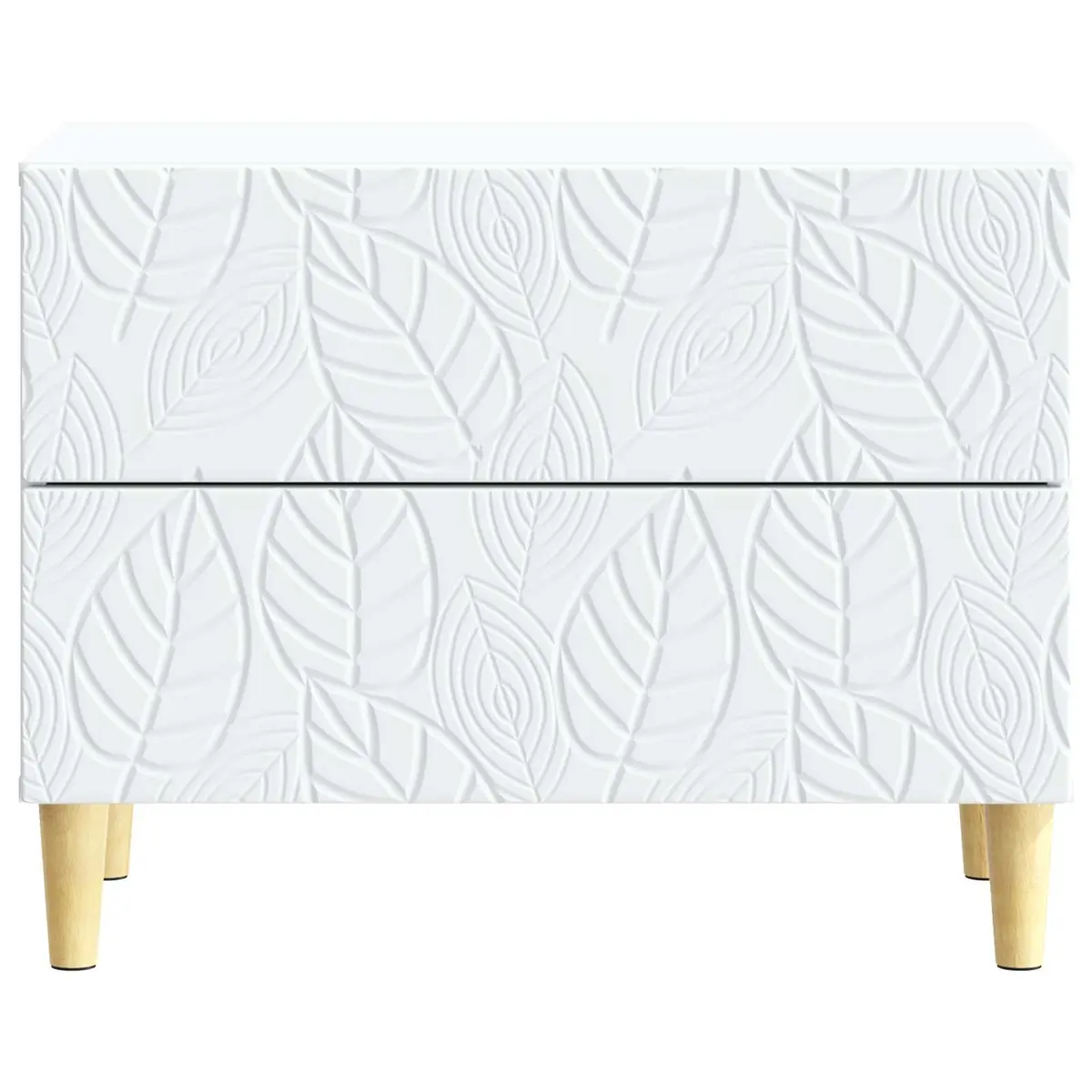 White Bedside Table Engineered Wood 62x34.5x48cm Modern Storage with Drawers