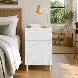 Versatile White Nightstand with Space-Saving Design