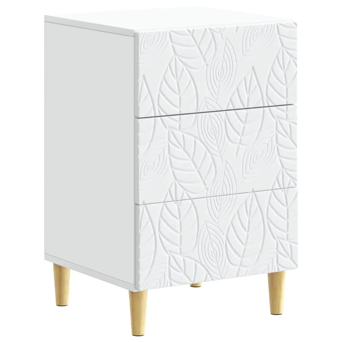 Bedside Table Engineered Wood White Modern Nightstand with Storage Drawer