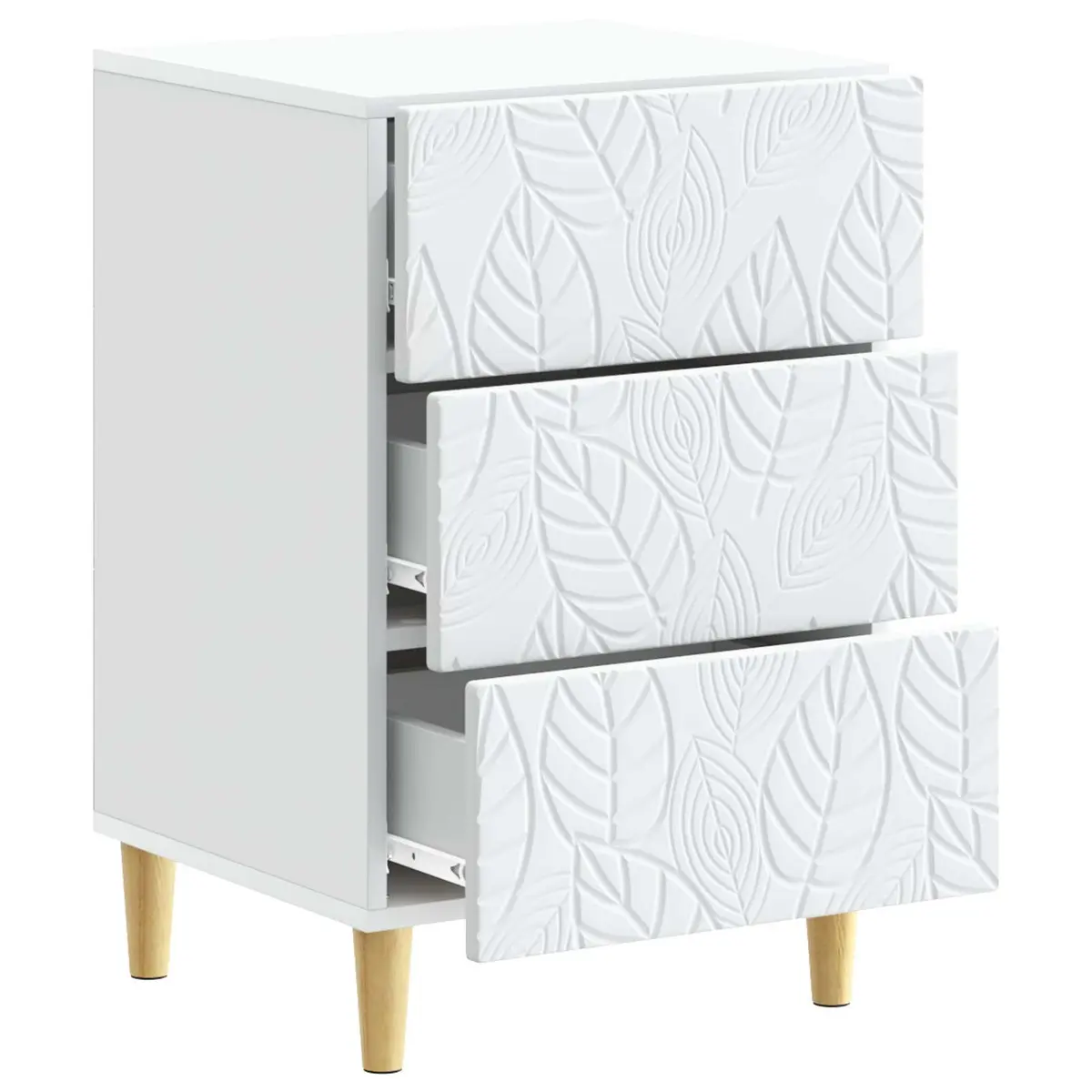 Bedside Table Engineered Wood White Modern Nightstand with Storage Drawer