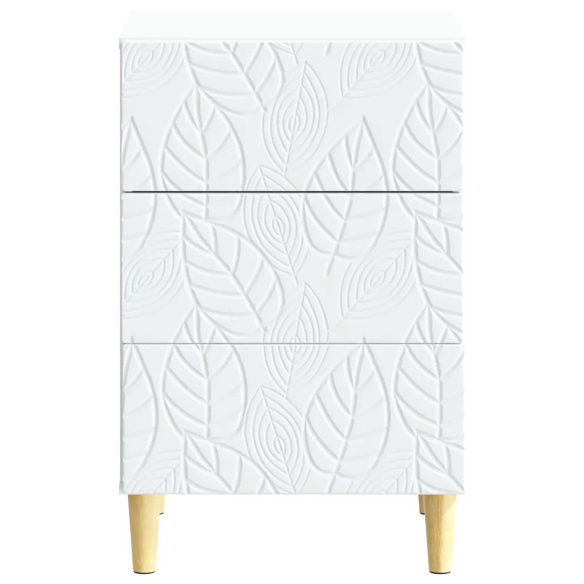 Bedside Table Engineered Wood White Modern Nightstand with Storage Drawer