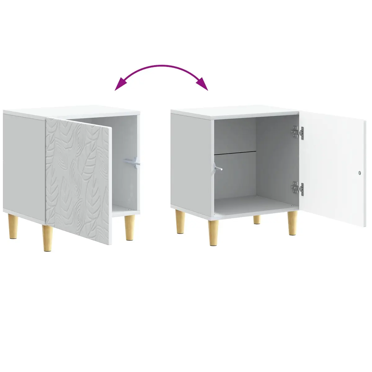 Bedside Table Engineered Wood 43 x 34.5 x 50 cm White Modern Nightstand