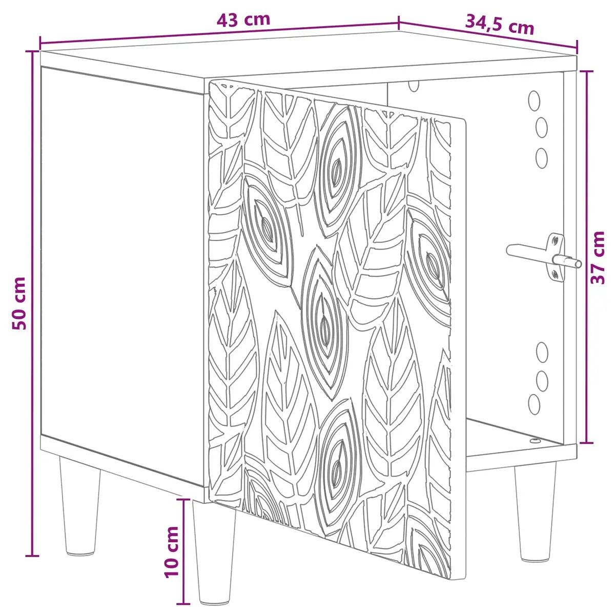 Bedside Table Engineered Wood 43 x 34.5 x 50 cm White Modern Nightstand