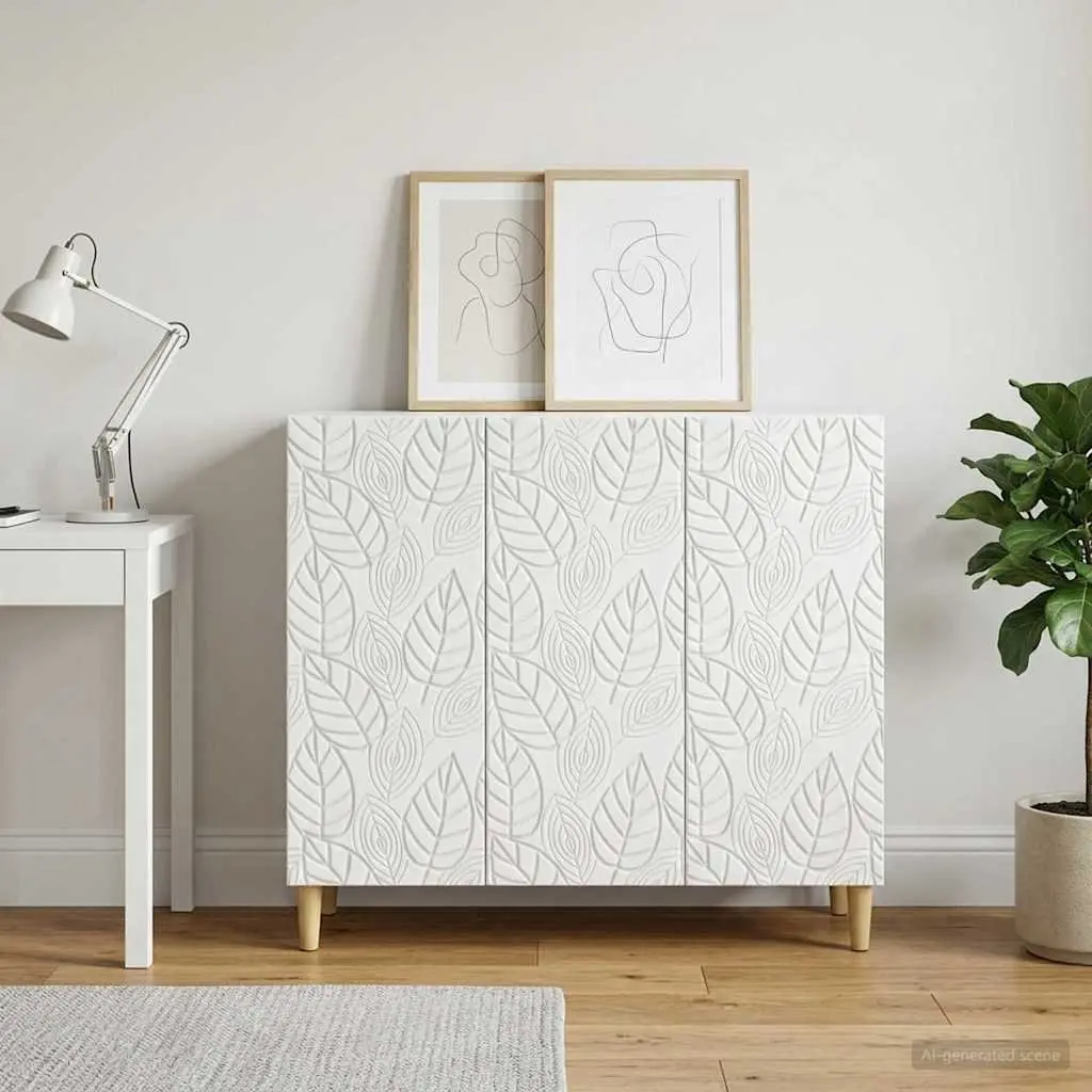Sideboard White 89 x 34.5 x 80 cm Storage Cabinet Living Room Buffet Furniture