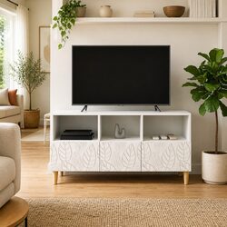 White TV Cabinet Ideal for Organized Entertainment Spaces