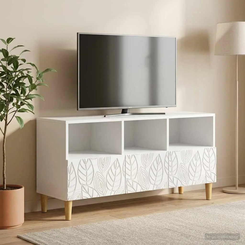 White TV Cabinet Modern Living Room Entertainment Unit Storage Furniture