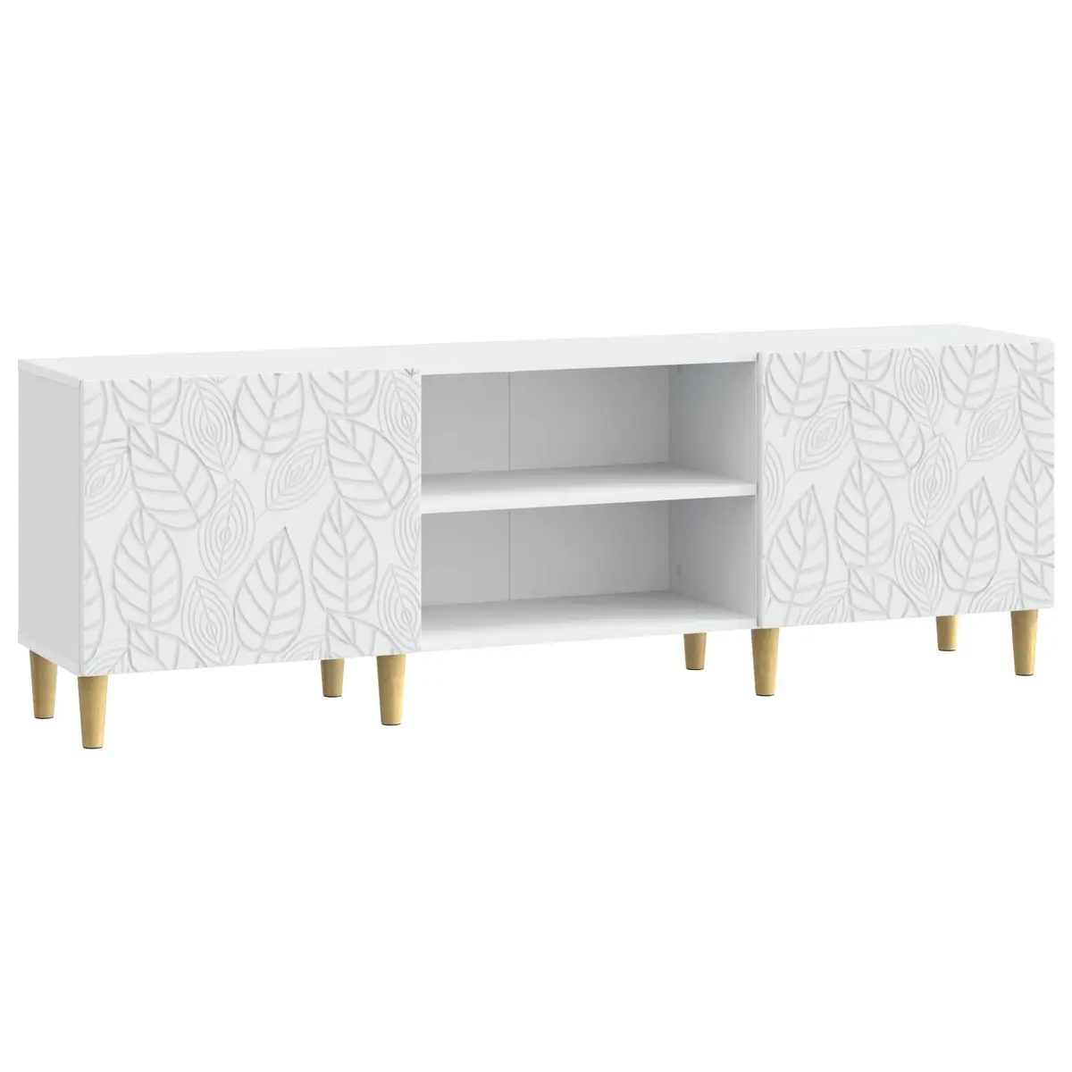 TV Cabinet Engineered Wood 150cm White Vintage Style Living Room Storage Unit