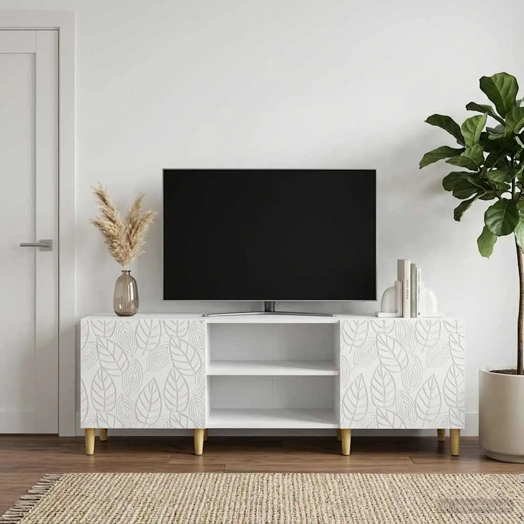 TV Cabinet Engineered Wood 150cm White Vintage Style Living Room Storage Unit