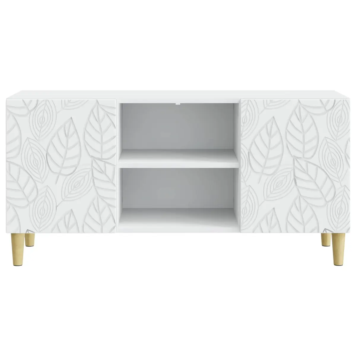 White Engineered Wood TV Stand Living Room Storage Unit with Swing Doors 102x34.5x50cm
