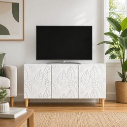Functional White TV Cabinet 99 x 34.5 x 50 cm for Home Use