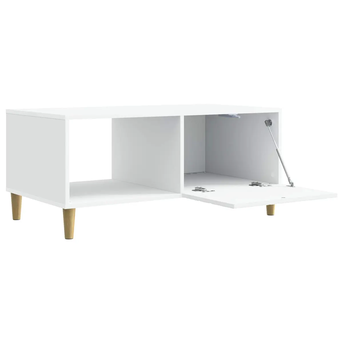 Rectangular Coffee Table White Engineered Wood with Storage Shelf for Living Room