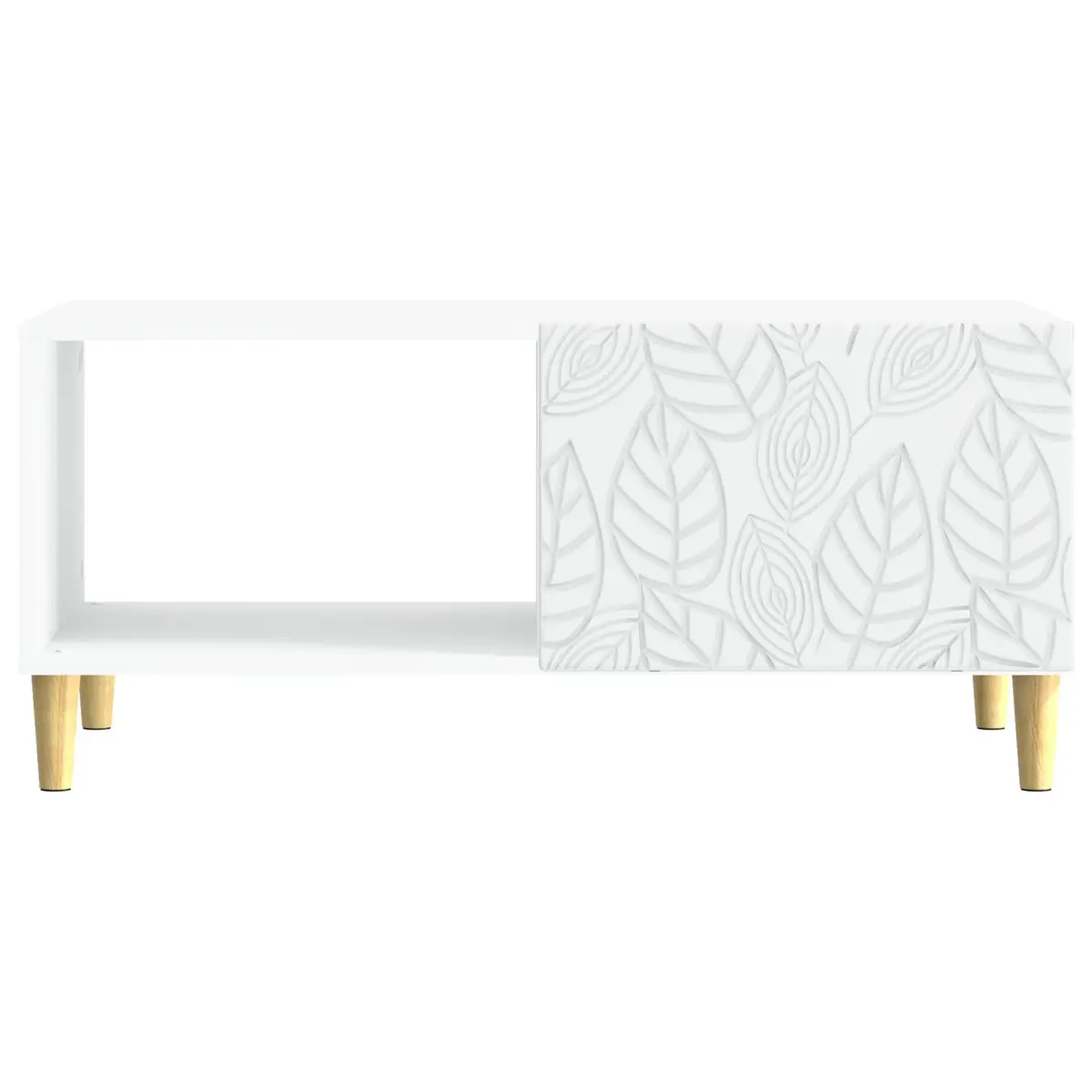 Rectangular Coffee Table White Engineered Wood with Storage Shelf for Living Room