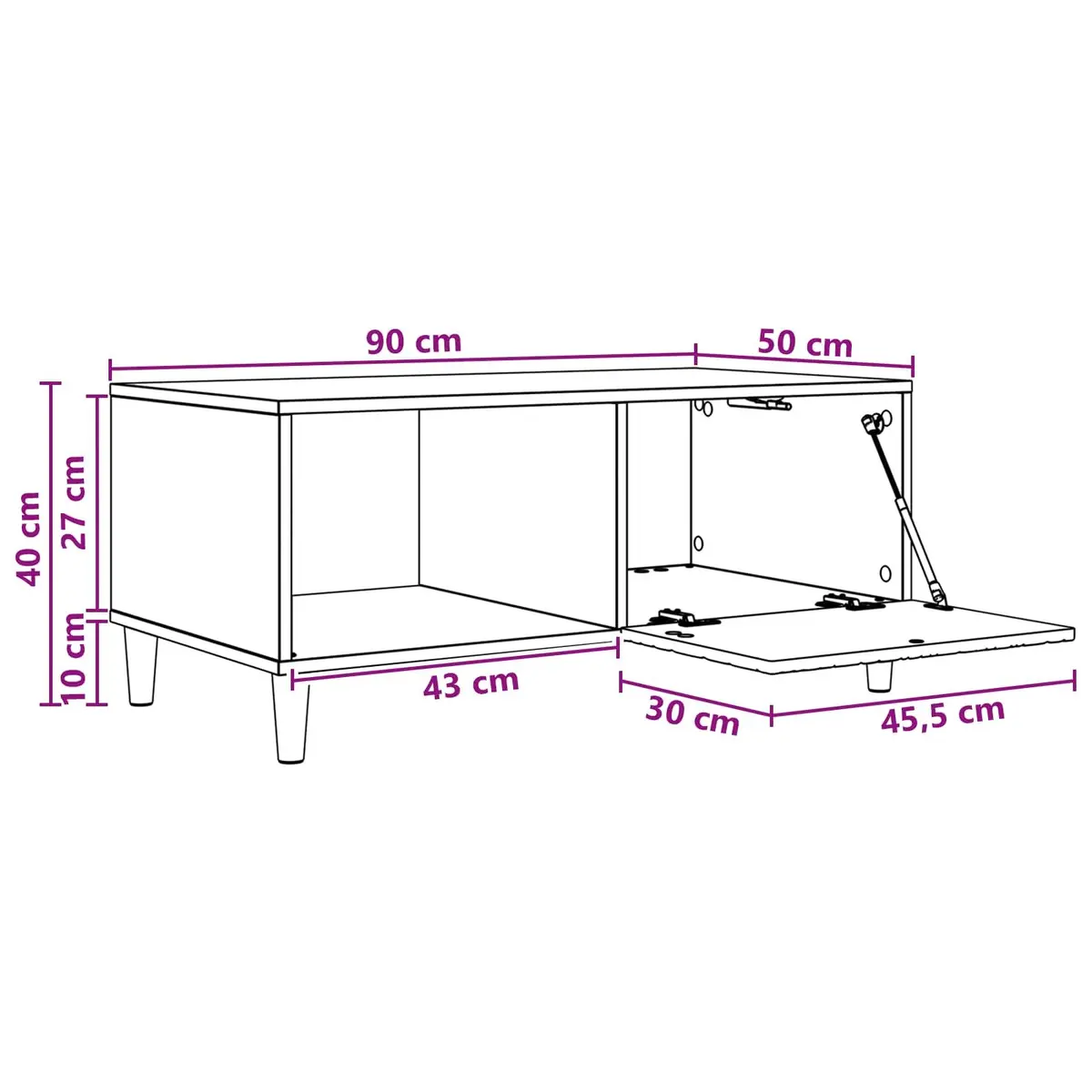 Rectangular Coffee Table White Engineered Wood with Storage Shelf for Living Room