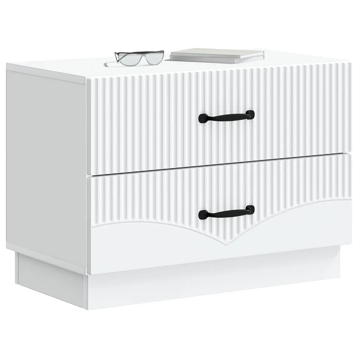 Bedside Cabinet White Modern Bedroom Nightstand Storage Drawers Engineered Wood