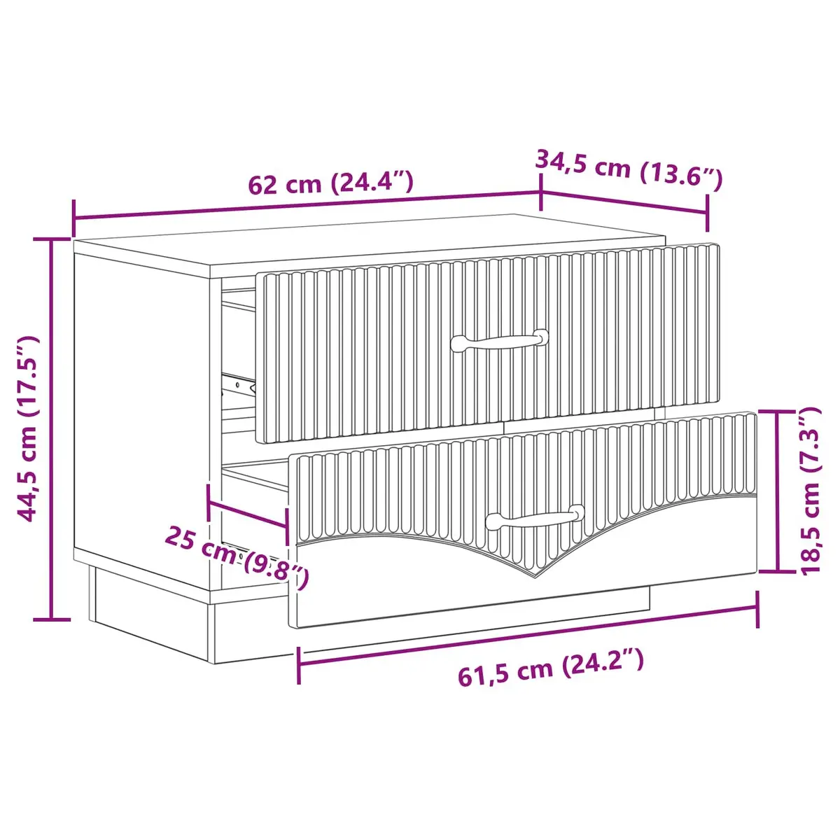 Bedside Cabinet White Modern Bedroom Nightstand Storage Drawers Engineered Wood