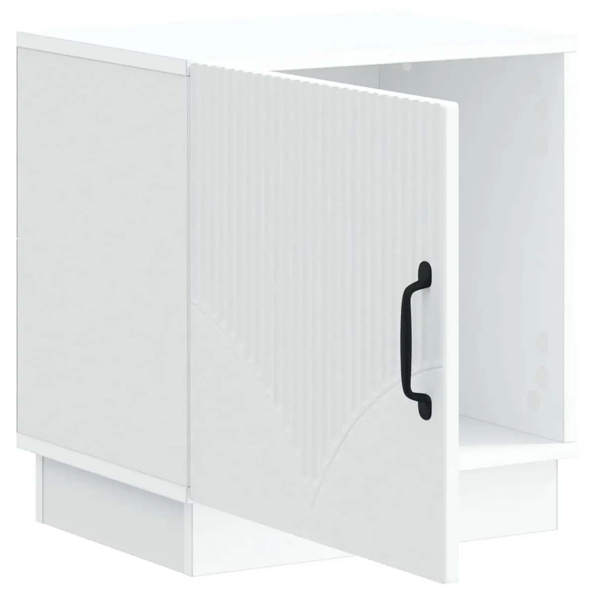Bedside Table Engineered Wood 43 x 34.5 x 47 cm White Storage Cabinet with Swing Hinge Door and Metal D-Pull Handles
