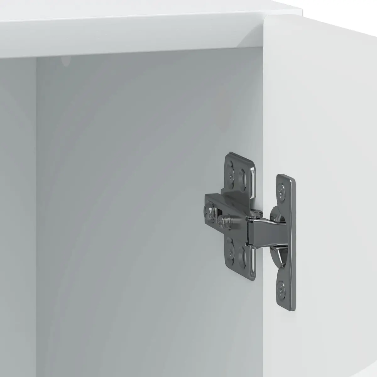 Bedside Table Engineered Wood 43 x 34.5 x 47 cm White Storage Cabinet with Swing Hinge Door and Metal D-Pull Handles