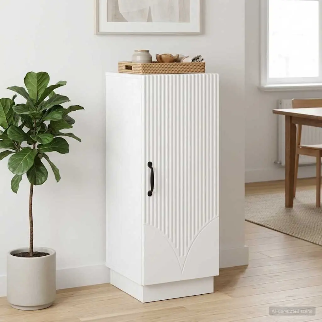 Sideboard White Engineered Wood Storage Cabinet Buffet 33x34.5x87cm with Drawers and Shelves for Dining Room and Living Area