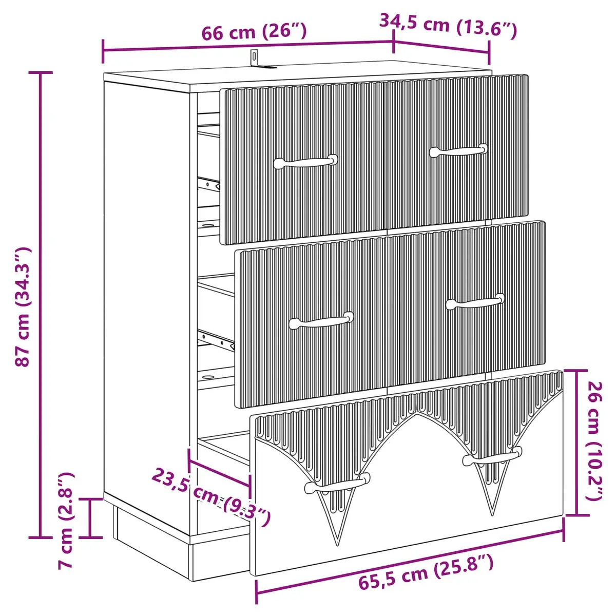 White Storage Cabinet 66 x 34.5 x 87 cm for Home Use