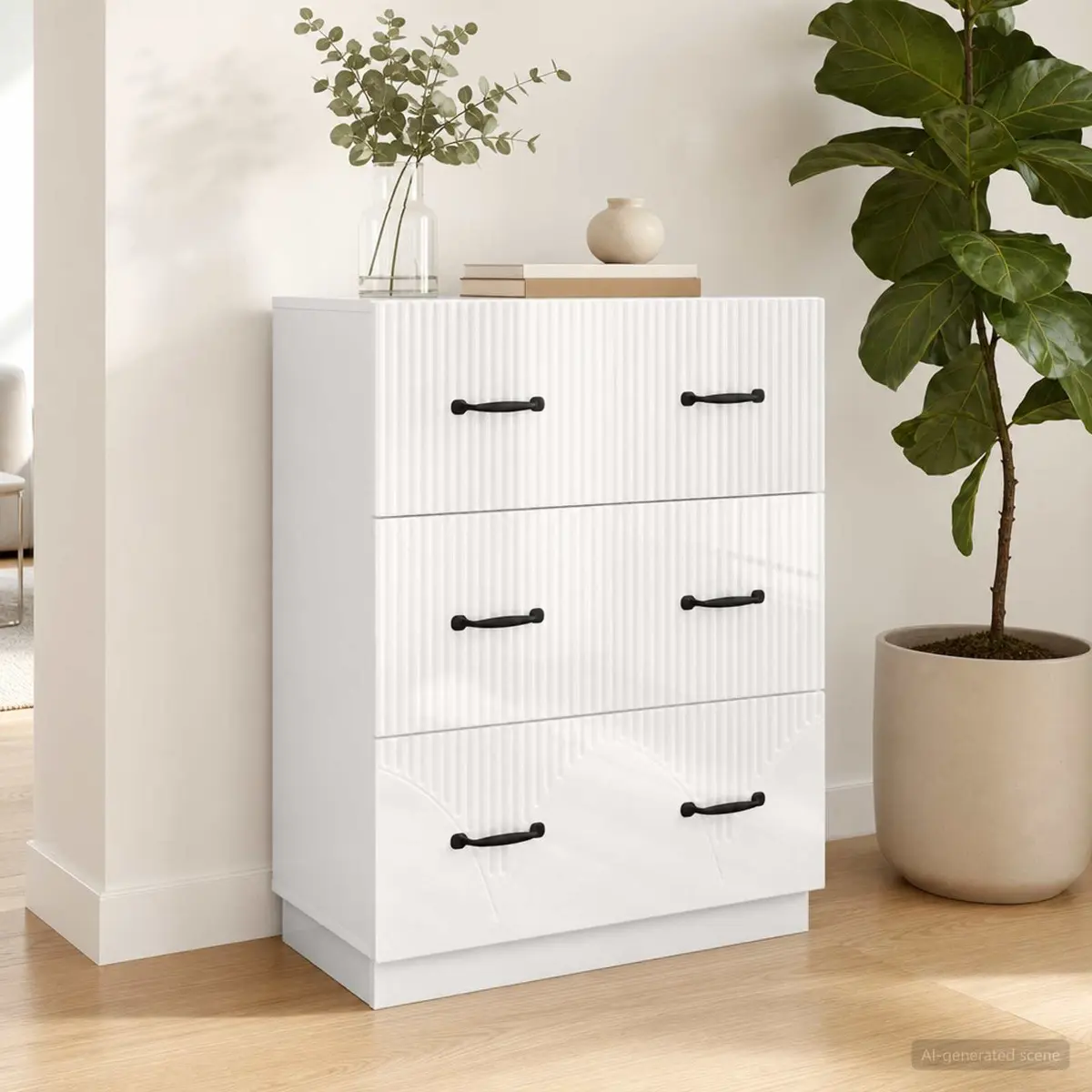 White Storage Cabinet 66 x 34.5 x 87 cm for Home Use