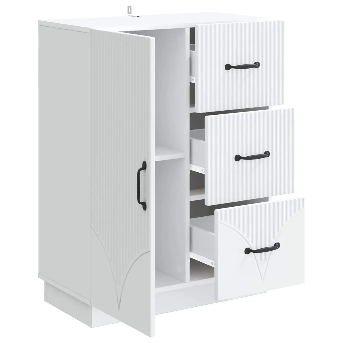 Sideboard White 66 x 34.5 x 87 cm Engineered Wood Storage Cabinet Buffet Unit