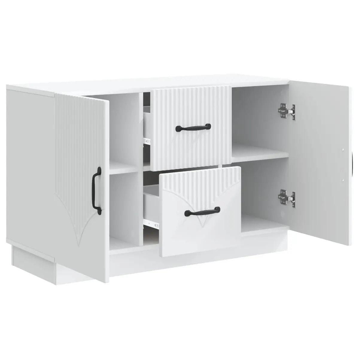 Sideboard White Storage Cabinet Living Room Furniture Engineered Wood