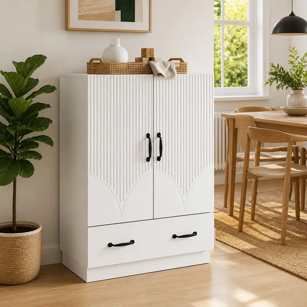 Sideboard Cabinet Engineered Wood 66cm White Storage Unit Buffet for Dining Room