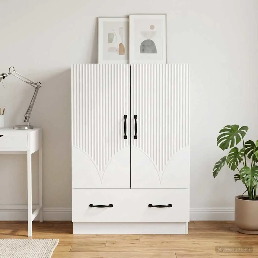 Sideboard Cabinet Engineered Wood 66cm White Storage Unit Buffet for Dining Room