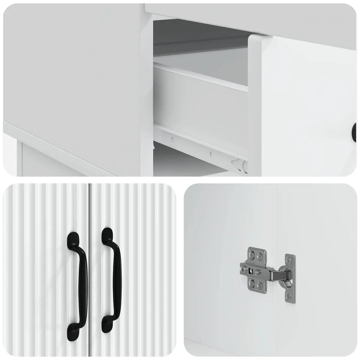 Sideboard Cabinet Engineered Wood 66cm White Storage Unit Buffet for Dining Room