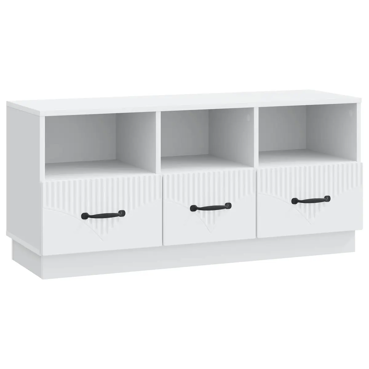 TV Stand Storage Unit Engineered Wood White with Drawer for Living Room
