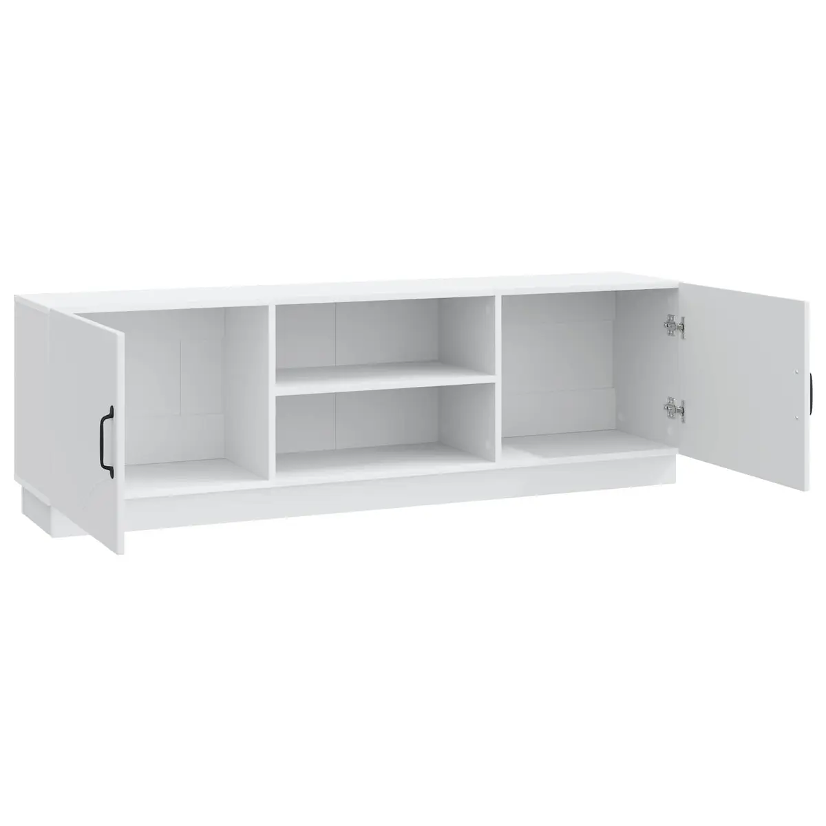 TV Cabinet White 150cm Modern Entertainment Unit Adjustable Shelves LED Lights