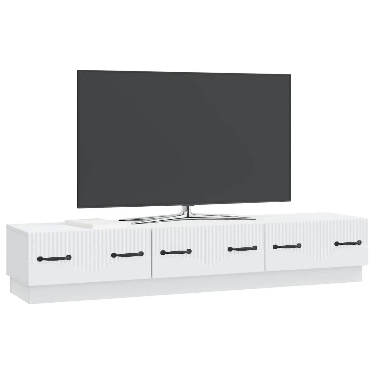 TV Cabinet Entertainment Unit White Storage Shelves Drawer Engineered Wood