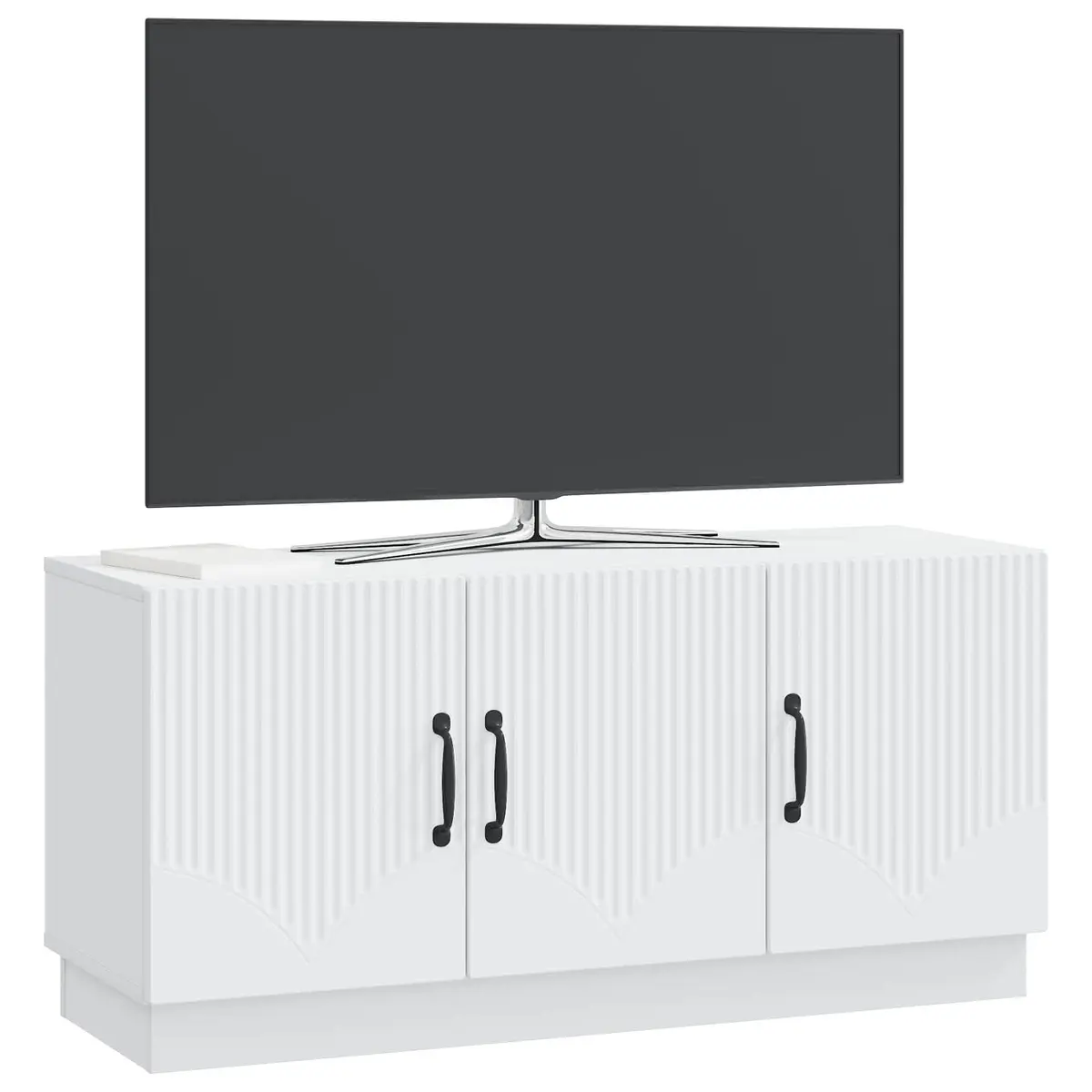 TV Stand Engineered Wood 99cm White Media Cabinet with Storage Shelves and Drawers