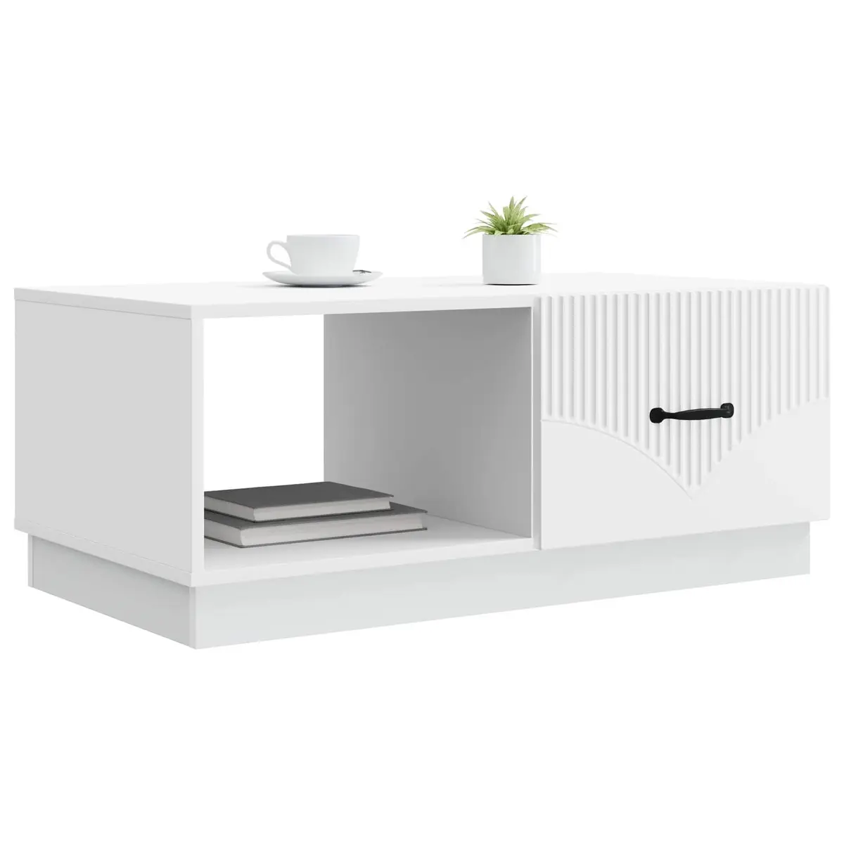 Coffee Table Engineered Wood 90x50x37 cm White Storage Cabinet