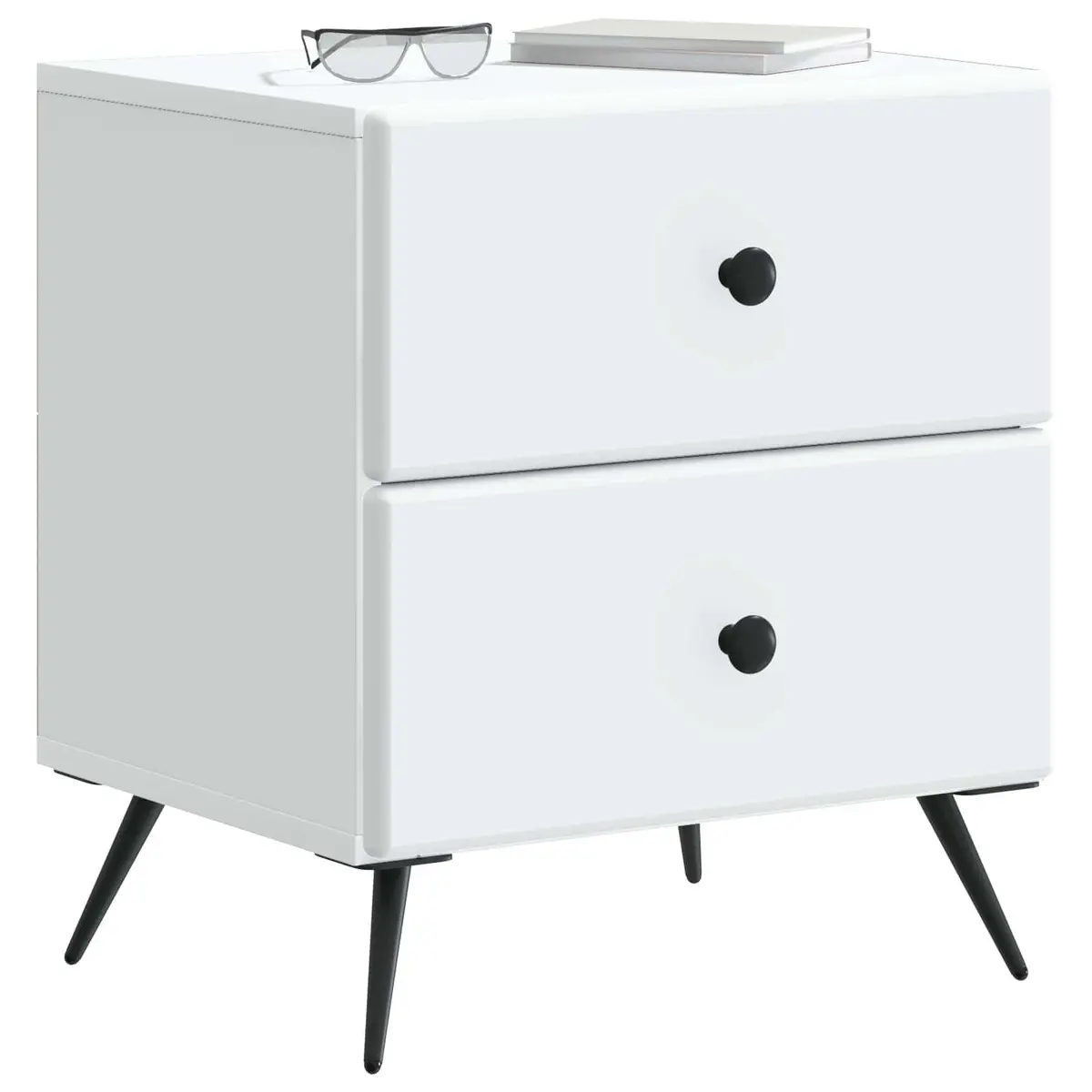 Bedside Cabinet White 43 x 34.5 x 47.5 cm Nightstand Bedroom Storage Table
