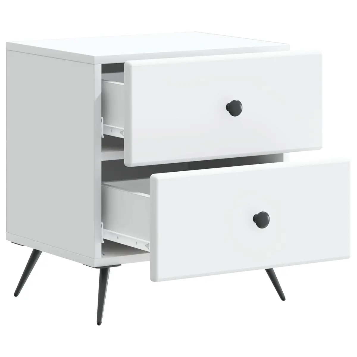 Bedside Cabinet White 43 x 34.5 x 47.5 cm Nightstand Bedroom Storage Table