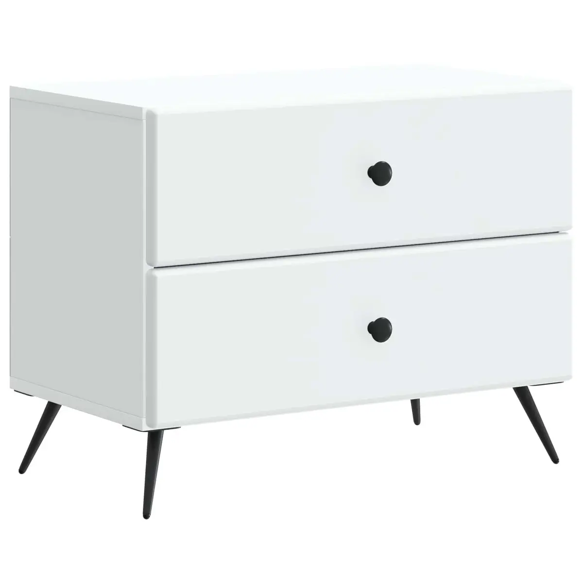White Bedside Cabinet Engineered Wood 62 x 34.5 x 47.5 cm Storage Table with Drawer and Shelf