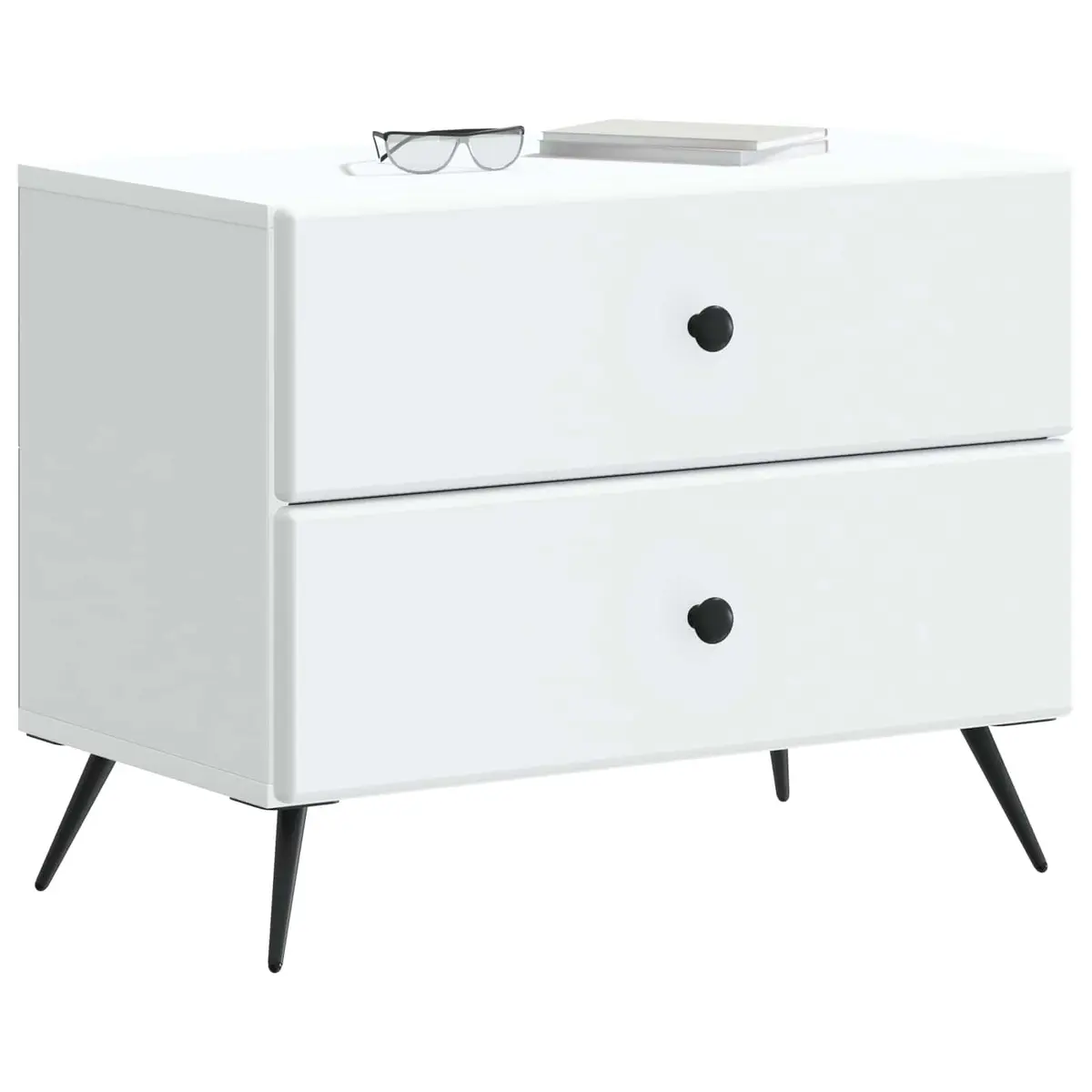 White Bedside Cabinet Engineered Wood 62 x 34.5 x 47.5 cm Storage Table with Drawer and Shelf