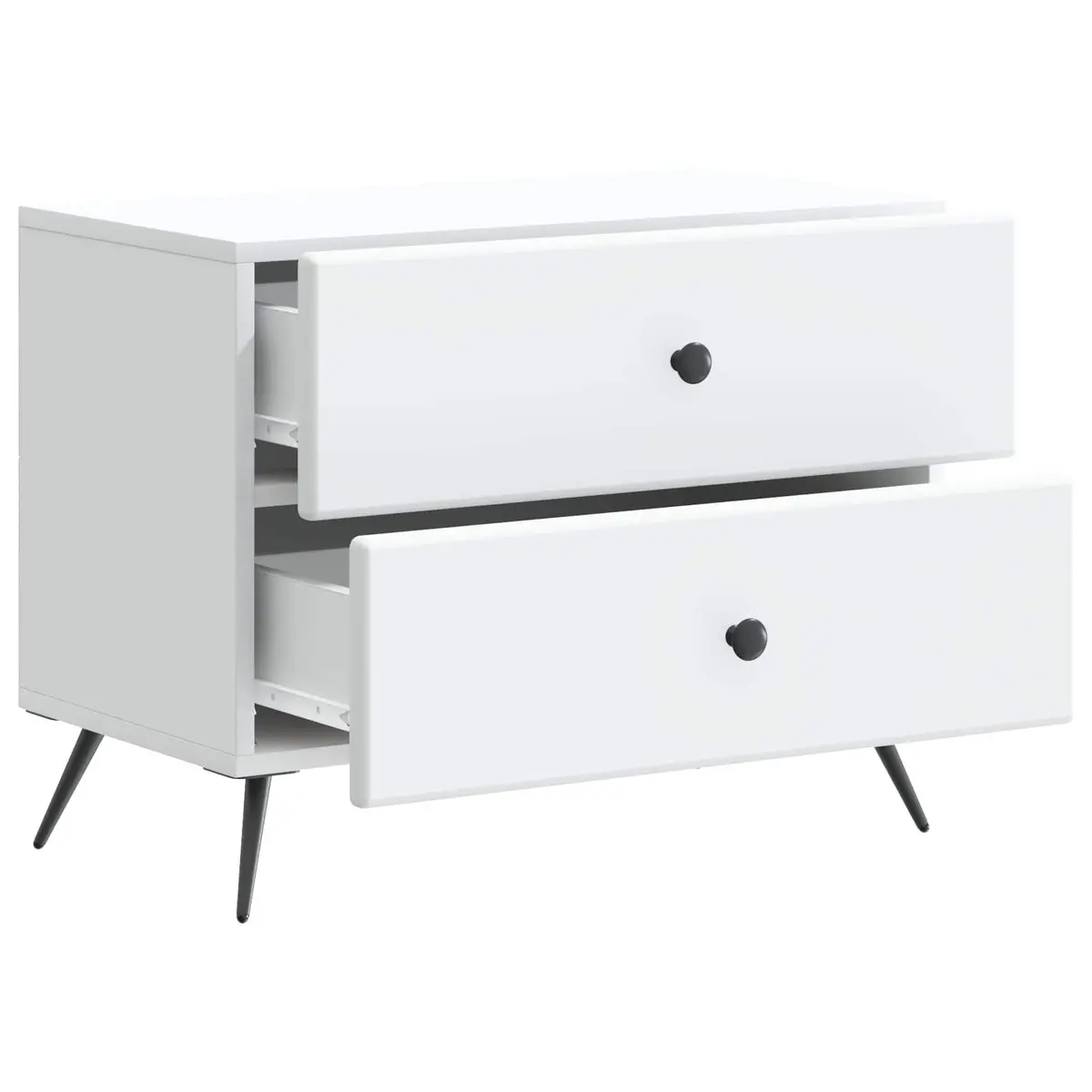 White Bedside Cabinet Engineered Wood 62 x 34.5 x 47.5 cm Storage Table with Drawer and Shelf