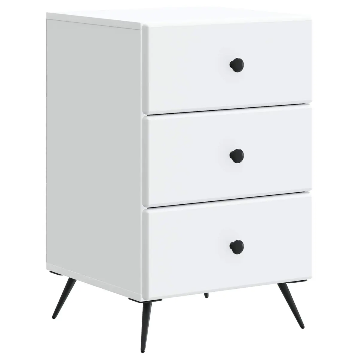 Bedside Cabinet White Modern Bedroom Nightstand Storage Drawer Engineered Wood